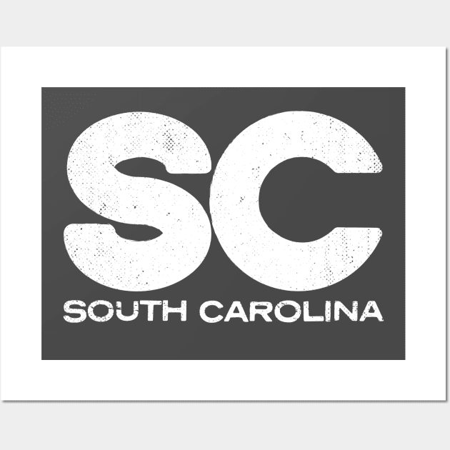 SC South Carolina Vintage State Typography Wall Art by Commykaze